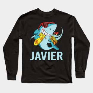 Funny Shark - Javier Name Long Sleeve T-Shirt